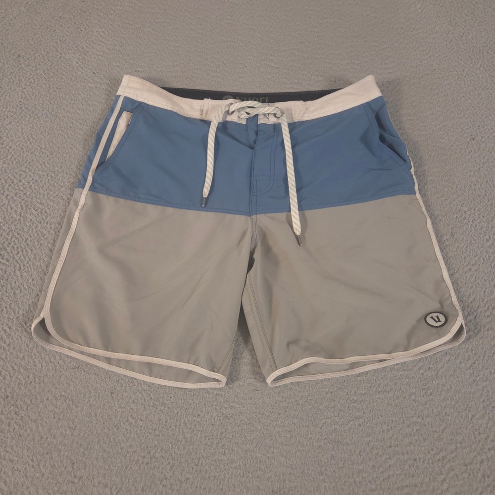 Vuori Shorts Mens 36 Blue Grey Cruise Boardshort 7" Colorblock Stretch Pockets